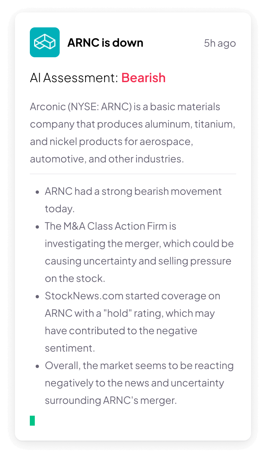 Arconic Corp AI summary generated by Morpher